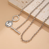 Thumbnail for Boho 2pcs Pattern Round Disk Pendant Curb Chain Necklace Set - ArtGalleryZen