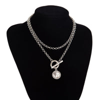Thumbnail for Boho 2pcs Pattern Round Disk Pendant Curb Chain Necklace Set - ArtGalleryZen