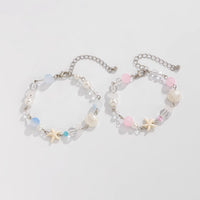 Thumbnail for Boho 2pcs Pearl Shell Starfish Glass Beaded Bracelet Set - ArtGalleryZen