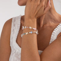 Thumbnail for Boho 2pcs Pearl Shell Starfish Glass Beaded Bracelet Set - ArtGalleryZen