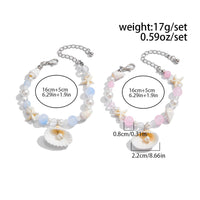 Thumbnail for Boho 2pcs Shell Starfish Charm Pearl Glass Bead Bracelet Set - ArtGalleryZen