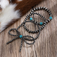 Thumbnail for Boho 3pcs Antique Silver Tone Bowknot Turquoise Beaded Bracelet Set - ArtGalleryZen
