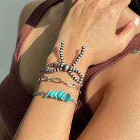 Thumbnail for Boho 3pcs Antique Silver Tone Bowknot Turquoise Curb Chain Bracelet Set - ArtGalleryZen