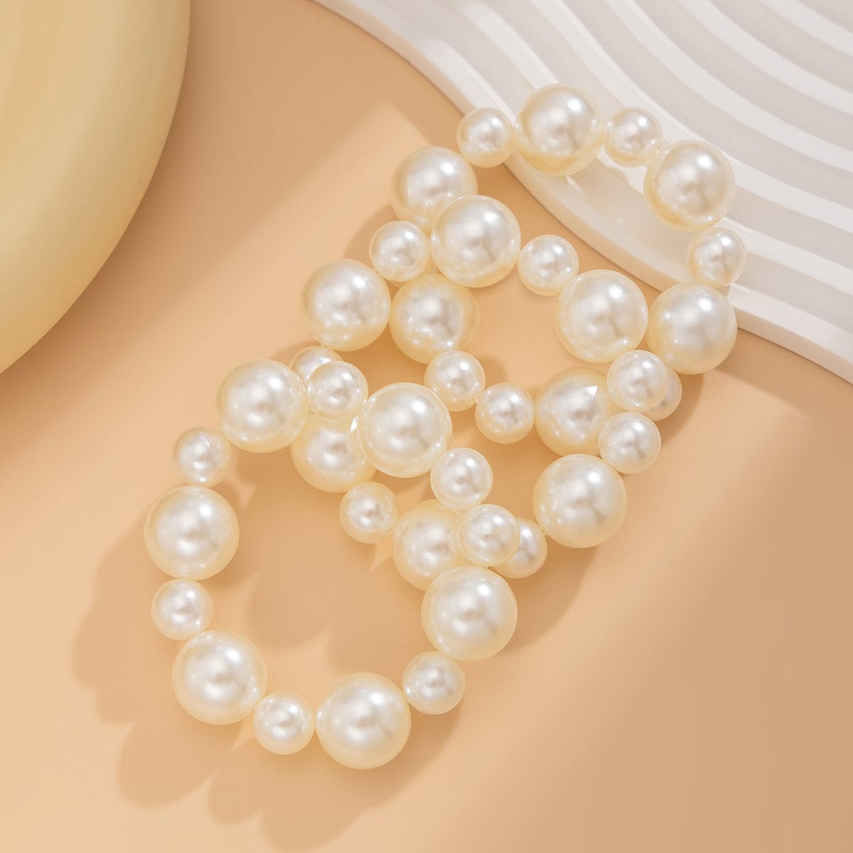 Boho 3pcs Chunky Pearl Chain Stackable Bracelet Set - ArtGalleryZen