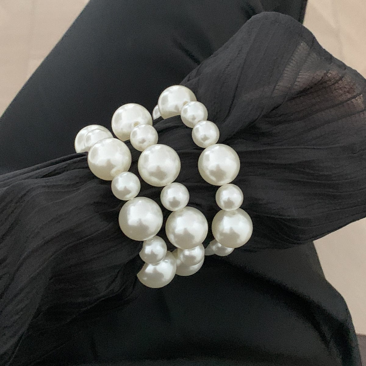 Boho 3pcs Chunky Pearl Chain Stackable Bracelet Set - ArtGalleryZen