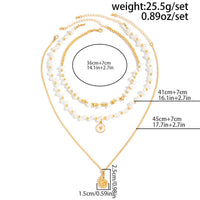 Thumbnail for Boho 3pcs Conch Enamel Round Disk Pendant Pearl Chain Necklace Set - ArtGalleryZen