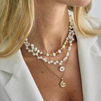 Thumbnail for Boho 3pcs Conch Enamel Round Disk Pendant Pearl Chain Necklace Set - ArtGalleryZen