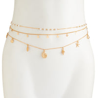 Thumbnail for Boho 3pcs Conch Shell Starfish Tassel Pearl Waist Chain Set - ArtGalleryZen