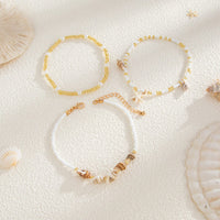 Thumbnail for Boho 3pcs Conch Starfish Charm Pearl Seed Bead Chain Anklet Set - ArtGalleryZen