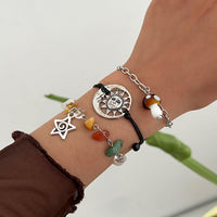 Thumbnail for Boho 3pcs Mushroom Sun Moon Star Charm Turquoise Stone Bracelet Set - ArtGalleryZen
