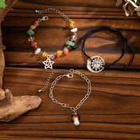 Thumbnail for Boho 3pcs Mushroom Sun Moon Star Charm Turquoise Stone Bracelet Set - ArtGalleryZen