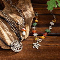 Thumbnail for Boho 3pcs Mushroom Sun Moon Star Charm Turquoise Stone Bracelet Set - ArtGalleryZen