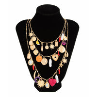 Thumbnail for Boho 3pcs Pearl Enamel Heart Chili Sun Flower Pendant Necklace Set - ArtGalleryZen