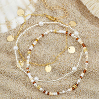 Thumbnail for Boho 3Pcs Pearl Seed Beaded Sequin Tassel Anklet Set - ArtGalleryZen