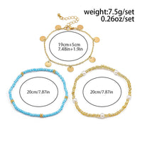 Thumbnail for Boho 3Pcs Pearl Seed Beaded Sequin Tassel Anklet Set - ArtGalleryZen