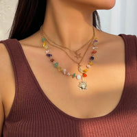Thumbnail for Boho 3Pcs Sun Moon Star Pendant Colorful Turquoise Stone Necklace Set - ArtGalleryZen