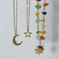 Thumbnail for Boho 3Pcs Sun Moon Star Pendant Colorful Turquoise Stone Necklace Set - ArtGalleryZen