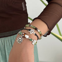 Thumbnail for Boho 3pcs Sun Star Butterfly Charm Turquoise Stone Glass Beaded Bracelet Set - ArtGalleryZen