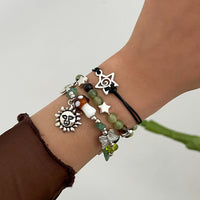 Thumbnail for Boho 3pcs Sun Star Butterfly Charm Turquoise Stone Glass Beaded Bracelet Set - ArtGalleryZen