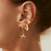 Thumbnail for Boho 4 Pairs Starfish Huggie Hoop Ear Cuff Earrings Set - ArtGalleryZen