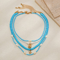Thumbnail for Boho 4Pcs Conch Starfish Pendant Polymer Clay Seed Bead Necklace Set - ArtGalleryZen