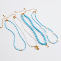 Thumbnail for Boho 4Pcs Conch Starfish Pendant Polymer Clay Seed Bead Necklace Set - ArtGalleryZen