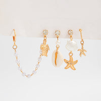 Thumbnail for Boho 4pcs Pearl Conch Shell Starfish Turtle Dangle Earrings Set - ArtGalleryZen