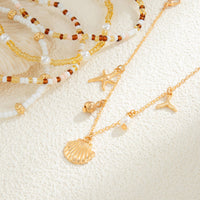Thumbnail for Boho 5pcs Shell Starfish Charm Pearl Seed Beaded Anklet Set - ArtGalleryZen