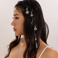 Thumbnail for Boho 6Pcs Turquoise Stone Sun Moon Star Dragonfly Floral Heart Charm Hair Braids Ring Set - ArtGalleryZen