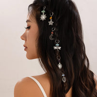 Thumbnail for Boho 6Pcs Turquoise Stone Sun Moon Star Dragonfly Floral Heart Charm Hair Braids Ring Set - ArtGalleryZen