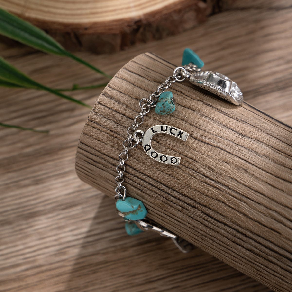 Boho Bull Boot Cowboy Hat Turquoise Charm Bracelet - ArtGalleryZen