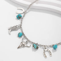 Thumbnail for Boho Bull Boot Cowboy Hat Turquoise Charm Necklace - ArtGalleryZen