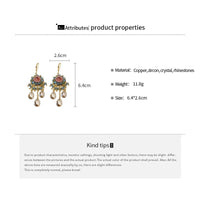 Thumbnail for Boho Chunky CZ Rhinestone Inlaid Flower Crystal Tassel Earrings - ArtGalleryZen