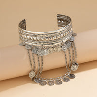 Thumbnail for Boho Chunky Layered Coin Tassel Embossed Pattern Arm Cuff - ArtGalleryZen