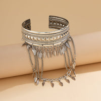 Thumbnail for Boho Chunky Layered Leaf Tassel Embossed Pattern Arm Cuff - ArtGalleryZen