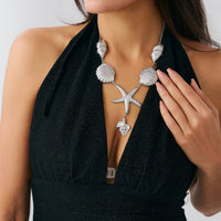 Thumbnail for Boho Chunky Pearl Conch Shell Starfish Charm Necklace - ArtGalleryZen