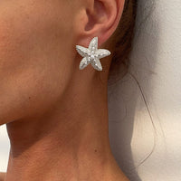 Thumbnail for Boho Chunky Pearl Inlaid Starfish Earrings - ArtGalleryZen