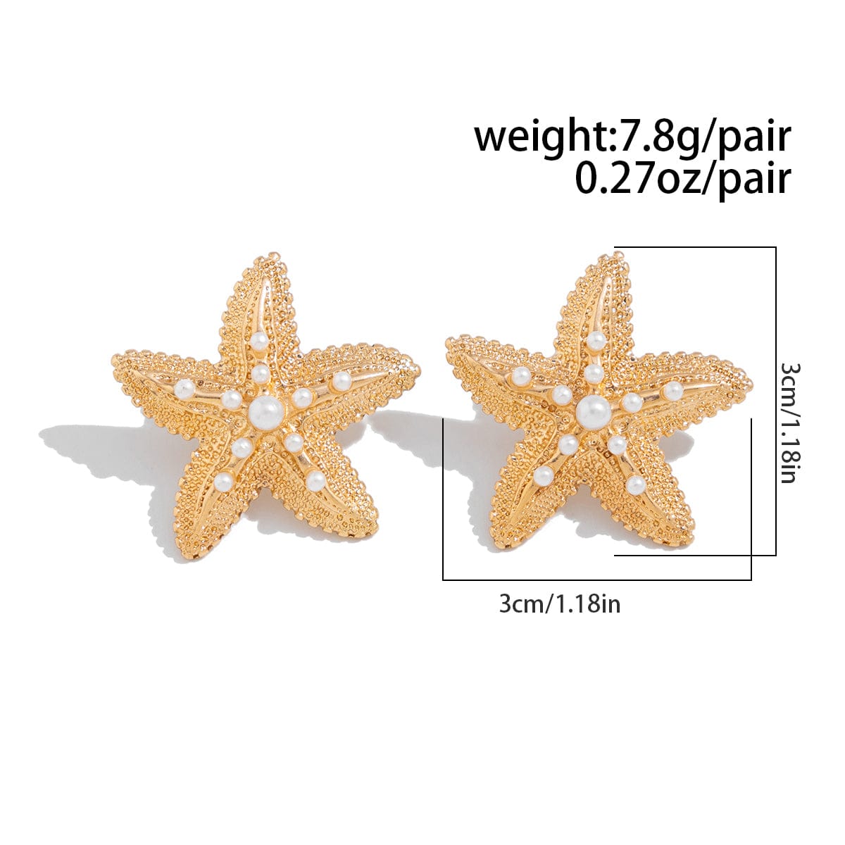Boho Chunky Pearl Inlaid Starfish Earrings - ArtGalleryZen