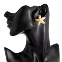 Thumbnail for Boho Chunky Pearl Inlaid Starfish Earrings - ArtGalleryZen