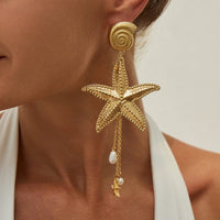 Thumbnail for Boho Chunky Starfish Pearl Tassel Conch Earrings - ArtGalleryZen
