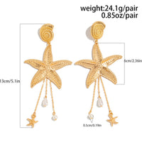 Thumbnail for Boho Chunky Starfish Pearl Tassel Conch Earrings - ArtGalleryZen