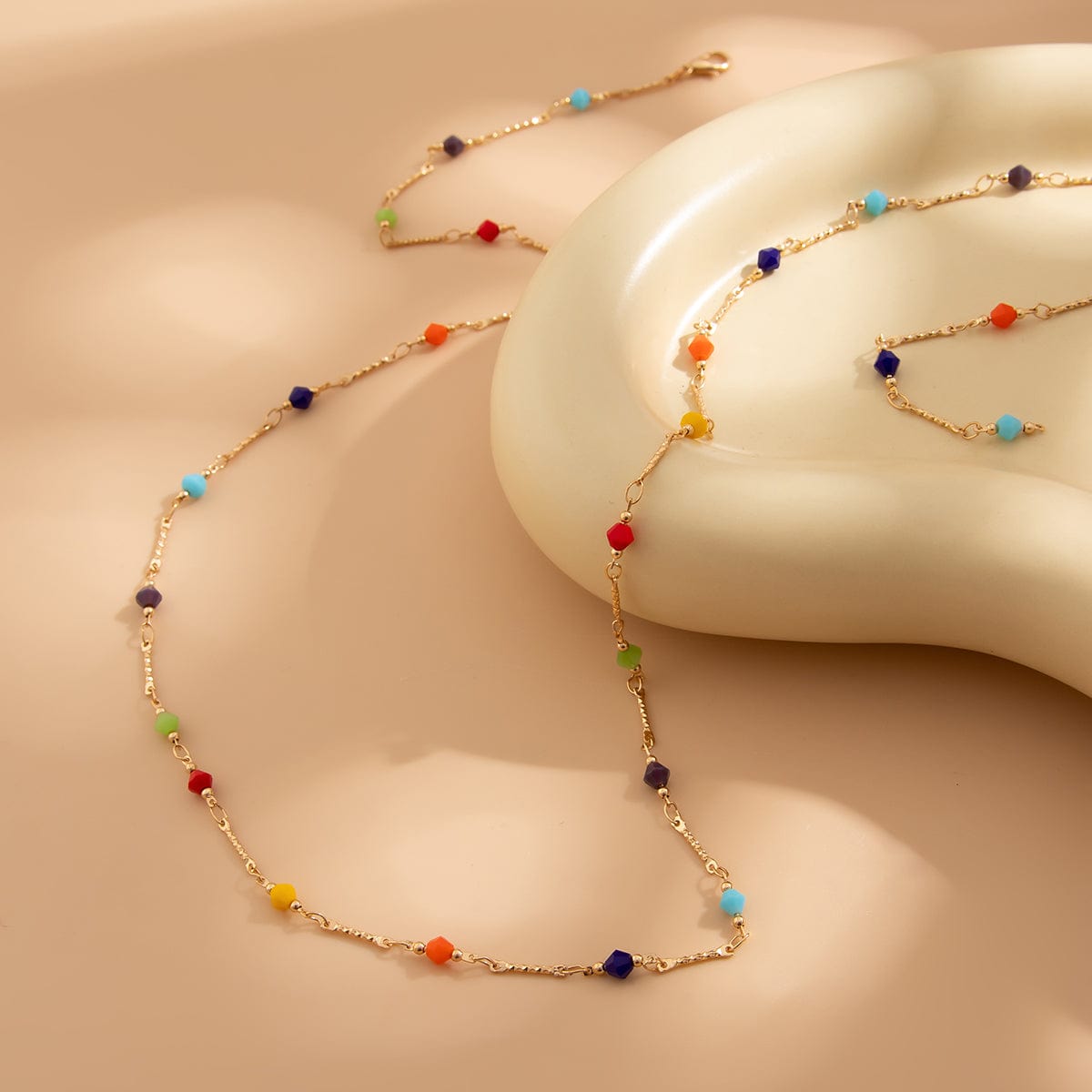 Boho Colorful Long Crystal Chain Y Necklace - ArtGalleryZen