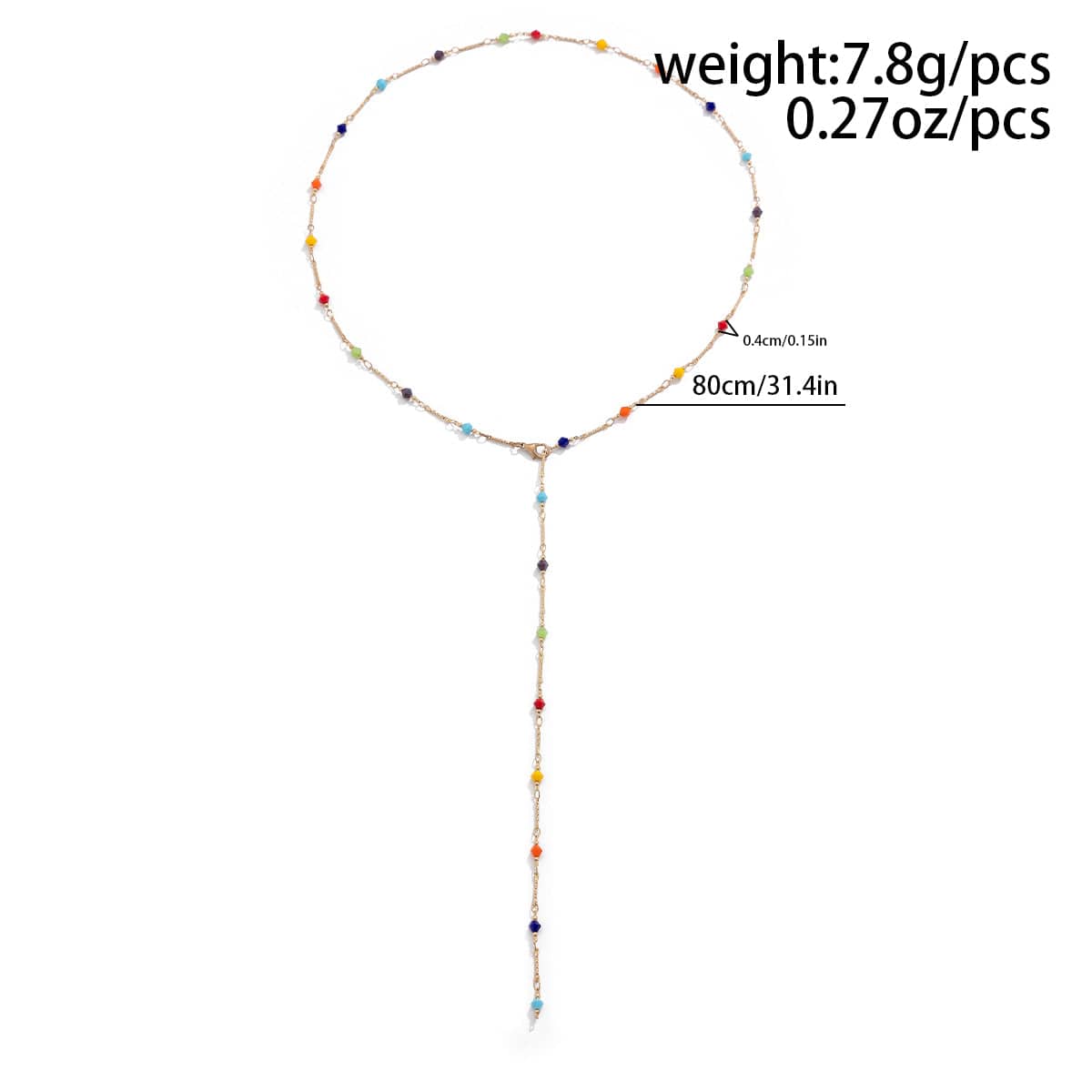 Boho Colorful Long Crystal Chain Y Necklace - ArtGalleryZen