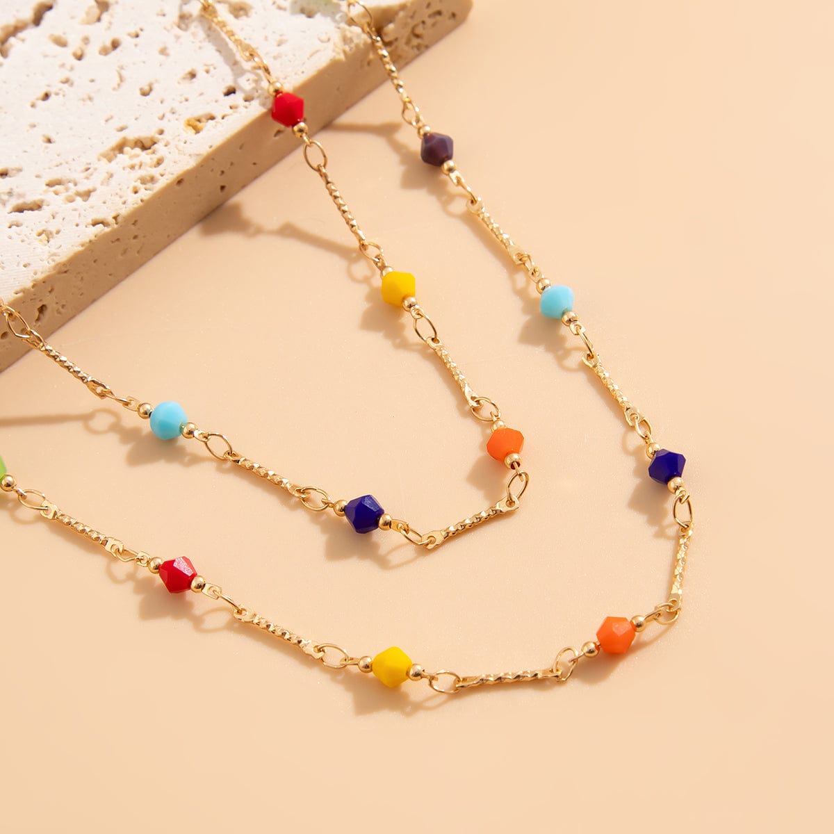 Boho Colorful Long Crystal Chain Y Necklace - ArtGalleryZen