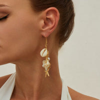 Thumbnail for Boho Conch Shell Starfish Pearl Dangle Earrings - ArtGalleryZen