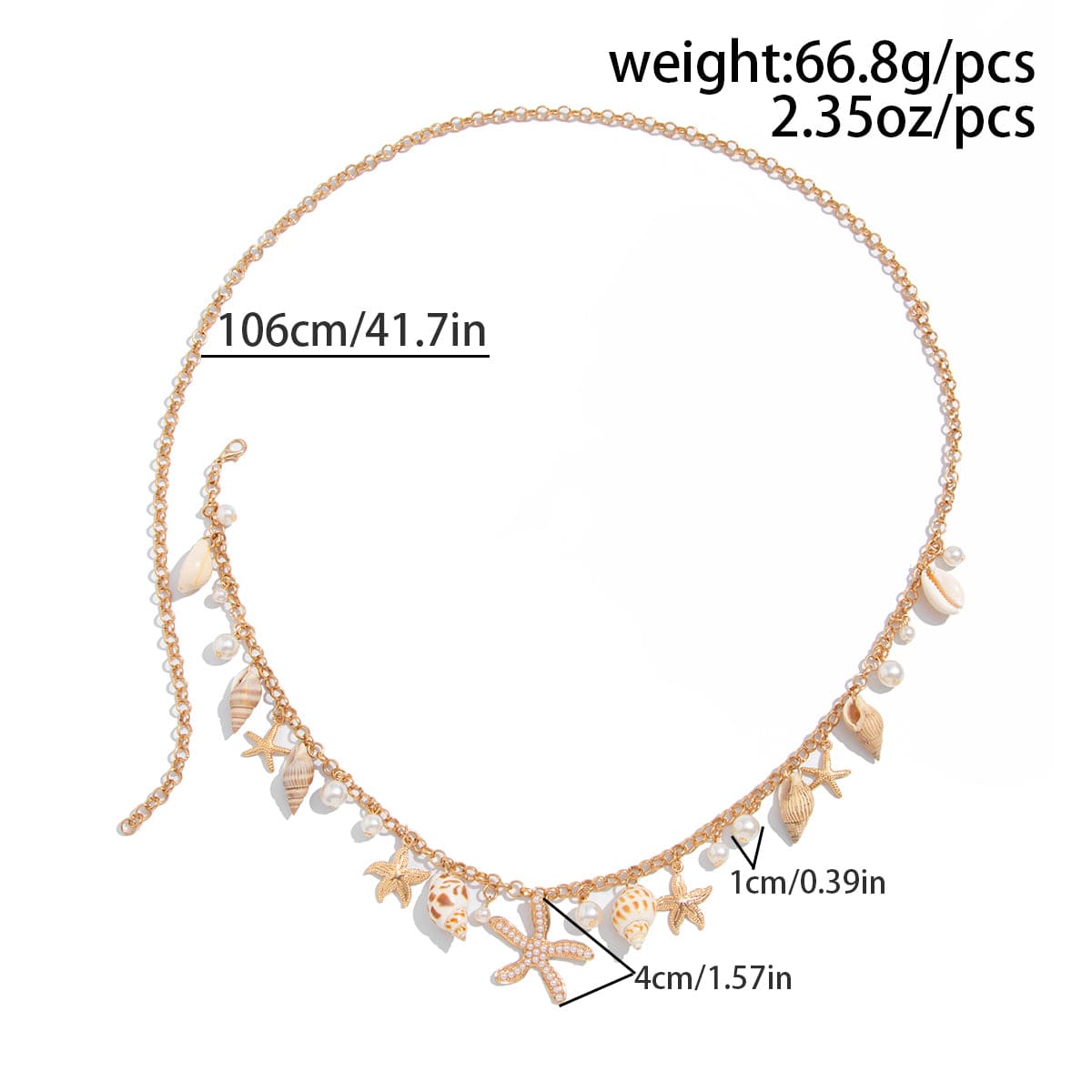 Boho Conch Starfish Pearl Charm Waist Chain - ArtGalleryZen