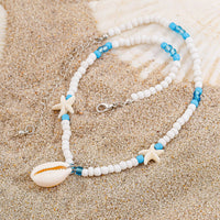 Thumbnail for Boho Conch Starfish Turtle Charm Crystal Beaded Necklace - ArtGalleryZen