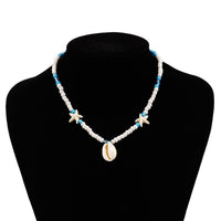 Thumbnail for Boho Conch Starfish Turtle Charm Crystal Beaded Necklace - ArtGalleryZen