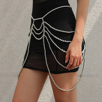 Thumbnail for Boho Dainty Layered Gold Silver Tone Pearl Waist Chain Body Chain - ArtGalleryZen