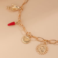 Thumbnail for Boho Enamel Cherry Sun Starfish Shell Pendant Necklace - ArtGalleryZen